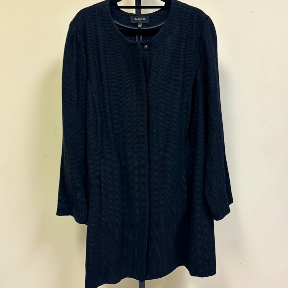 Plus size Talbots lightweight black wool coat